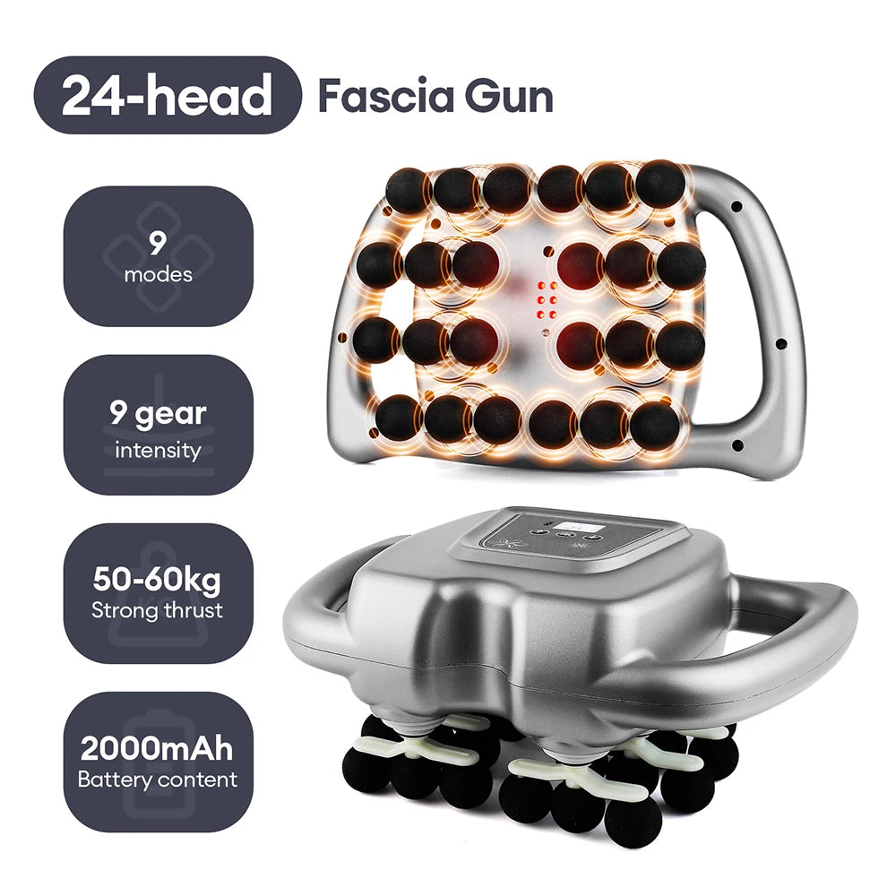 Foreverlily 16 Head Fascia Gun High Frequency Vibration Massage Gun For Back Neck Shoulders