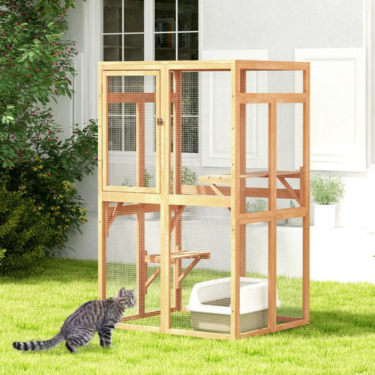 Outdoor Catio Cat Enclosure Wooden Cat House Window Access