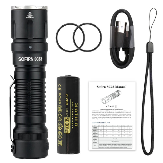 Sofirn SC33 XHP70.3 LED Flashlight 5200 Lumen USB C Rechargeable