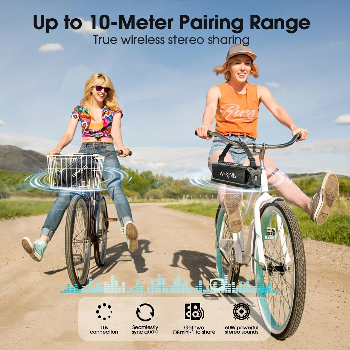 W-KING Bluetooth Speaker 30W Portable Wireless IPX6 Waterproof Outdoor Speaker With 24H Playtime And EQ