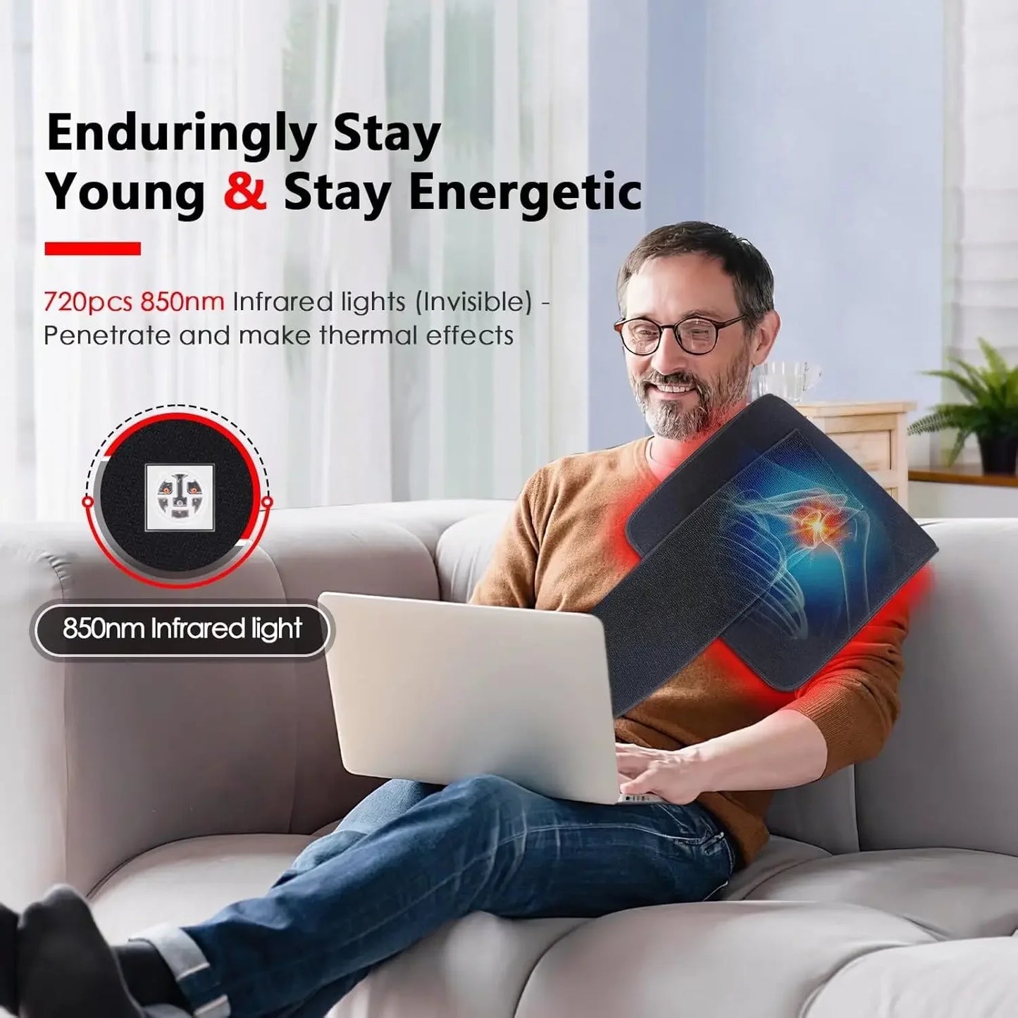 ZONGKUNG Red Light Therapy Pad 660nm 850nm Infrared Wrap Belt