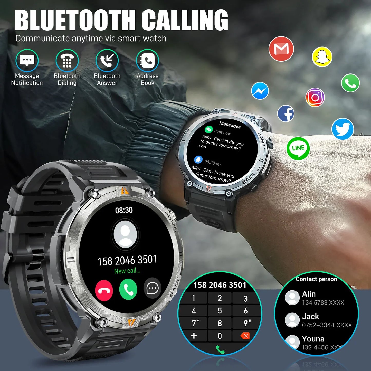 LaNikar KE3 Smartwatch Bluetooth Call Health Monitor