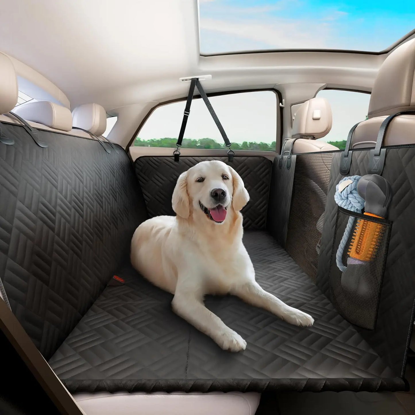 Rear Car Seat Dog Hammock Cover Heavy Duty 600D Washable Protection For Cars And SUVs 400 Lb Load Capacity