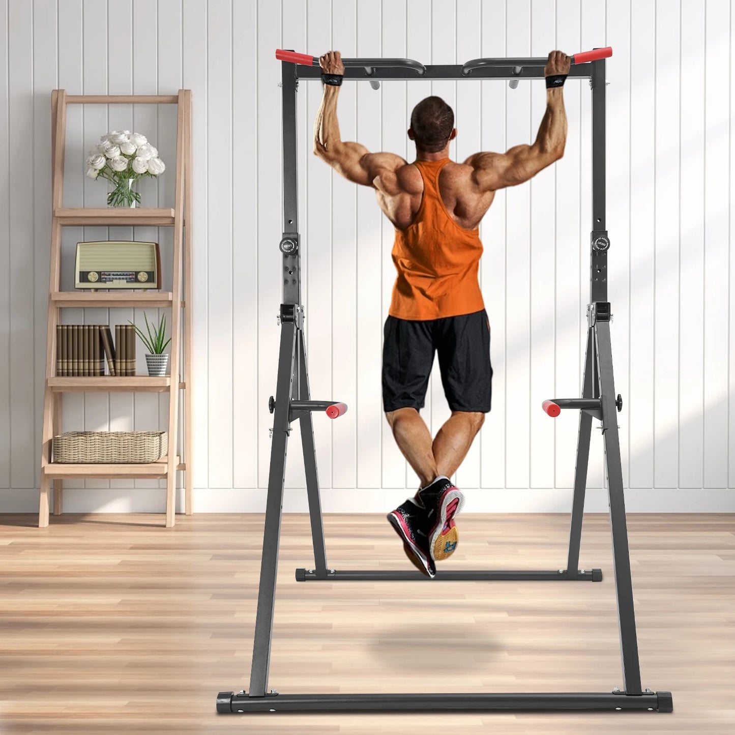 Foldable Power Tower Dip Station With Height Adjustable Pull Up