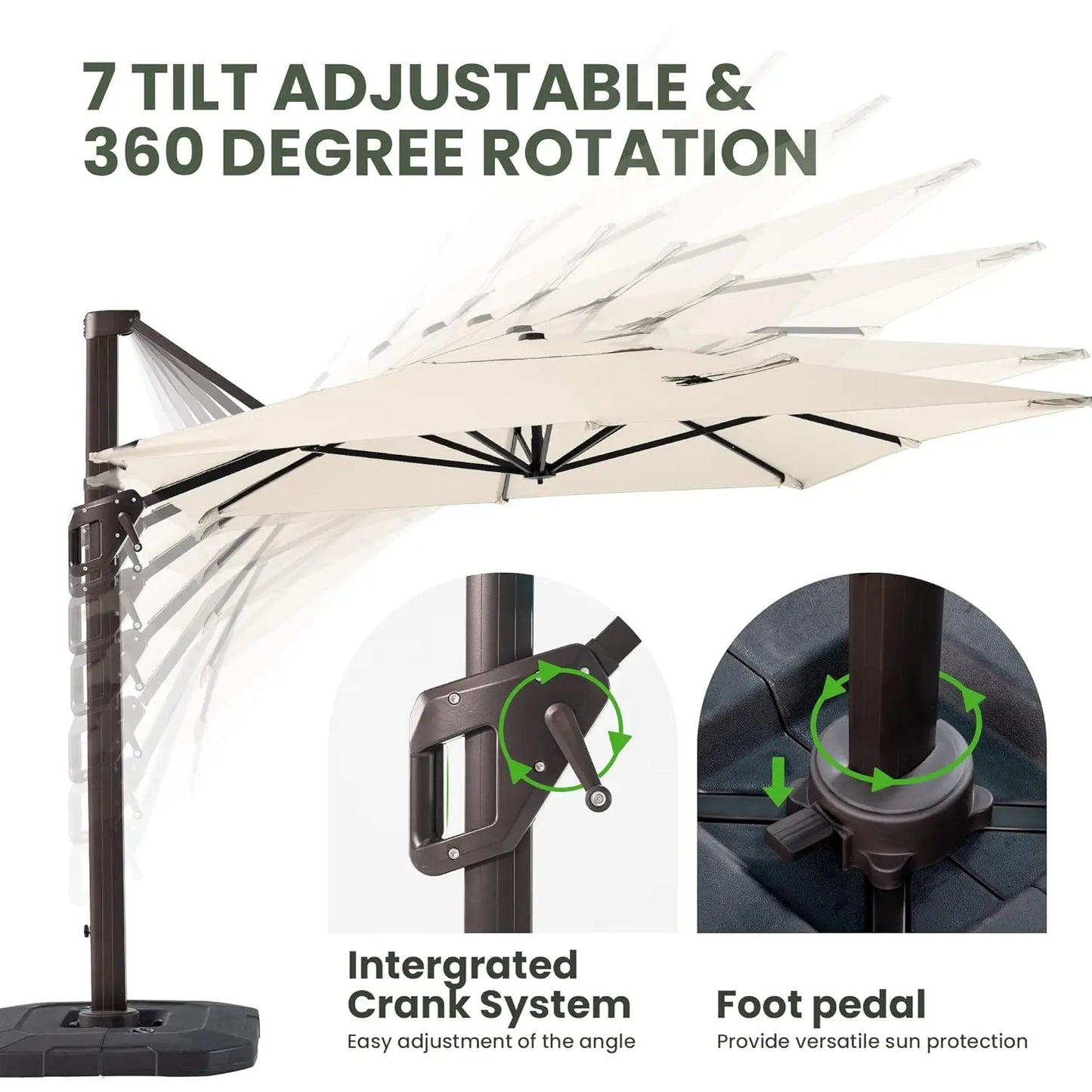 Rectangular Cantilever Patio Umbrella With Base Included