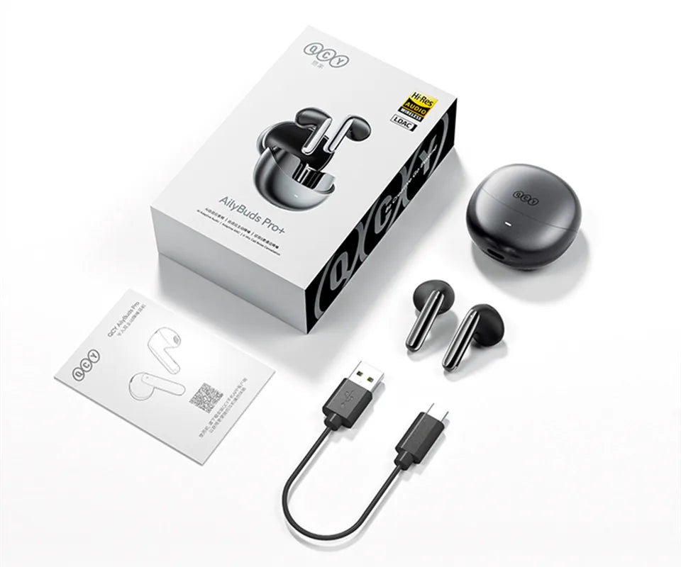 QCY HT10 AilyBuds Pro Wireless Earphones ANC HiRes LDAC Bluetooth Five Three Adaptive Multipoint