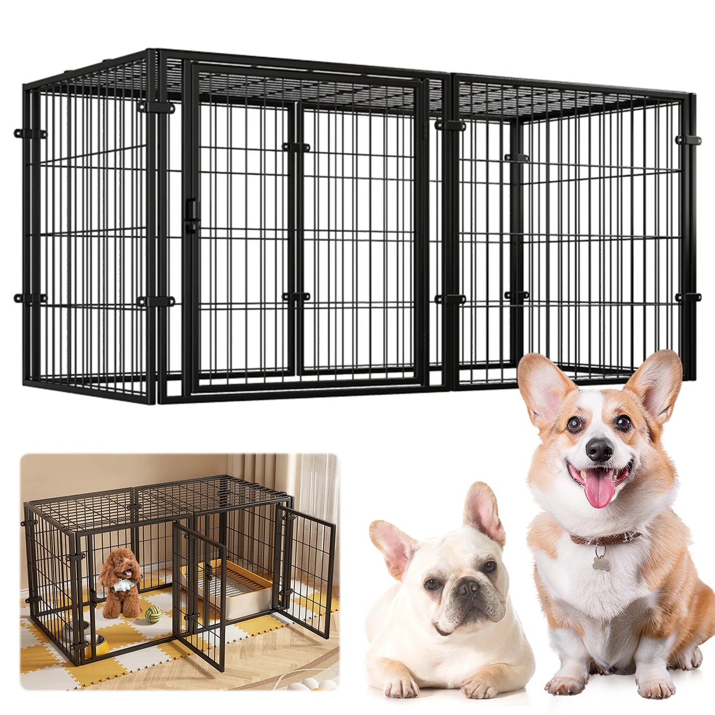 Shunmaii Heavy Duty Wire Dog Crate With Door Kennel Cage