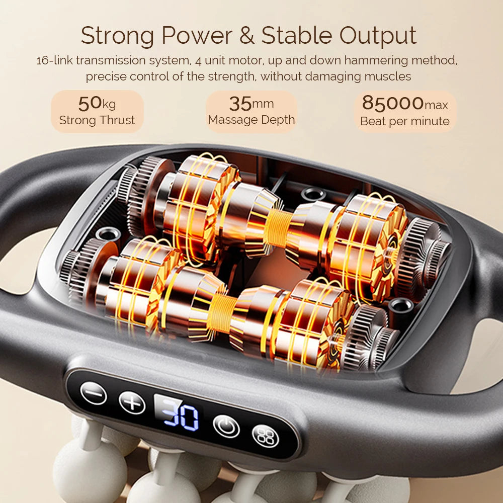 Foreverlily 16 Head Fascia Gun High Frequency Vibration Massage Gun For Back Neck Shoulders