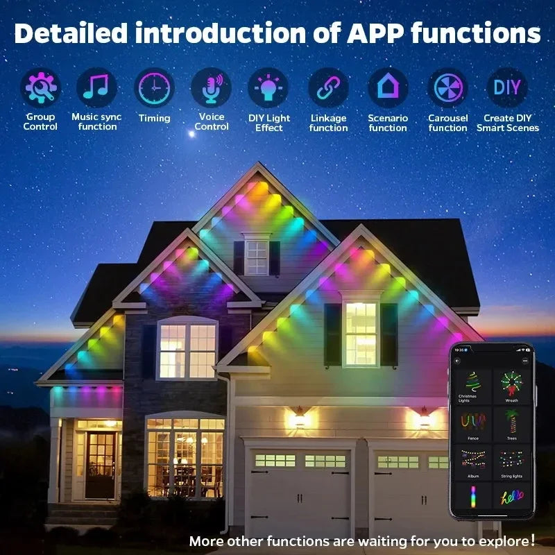 MIMIRGB Outdoor Eaves LED String Lights With APP Control