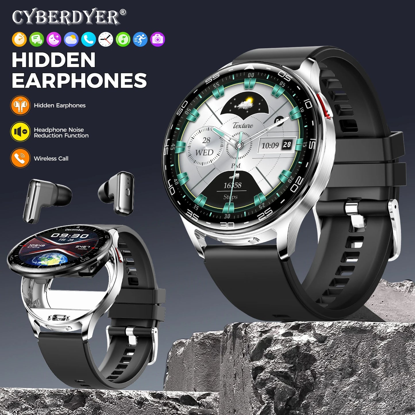 EIGIIIS Smart Watch With Earbuds Fitness Tracker