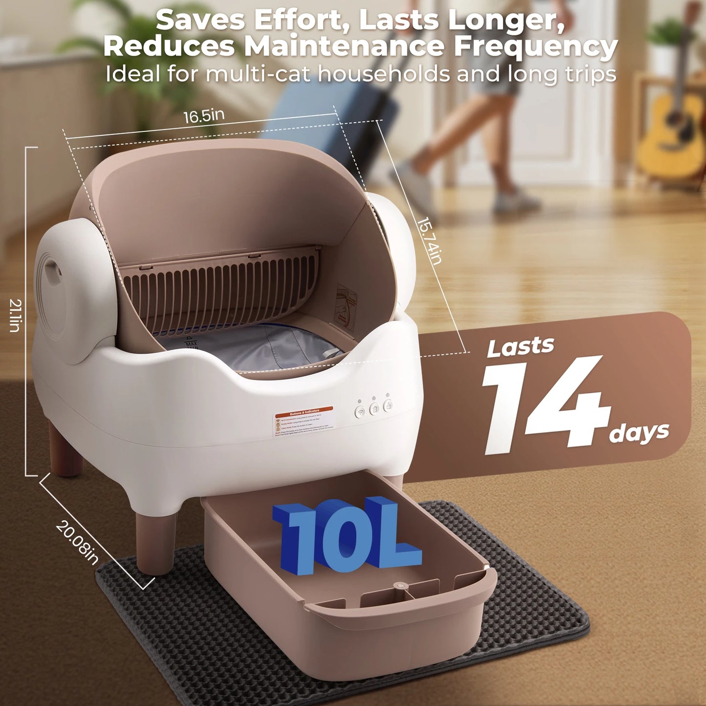 Lunapurr Self Cleaning Automatic Cat Litter Box With App Control And Odor Reduction For Multi Cat Homes