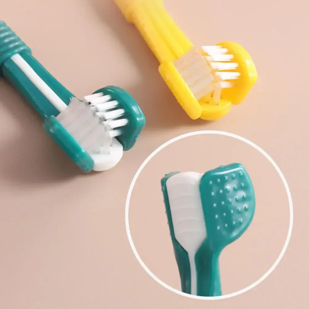 Three Sided Pet Toothbrush Three Head Dental Cleaning Tool For Dogs And Cats Oral Care