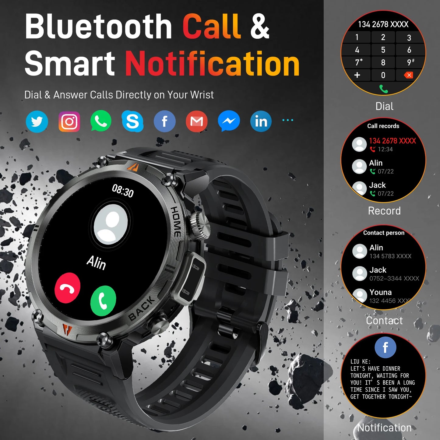 LaNikar KE3 Smartwatch Bluetooth Call Health Monitor