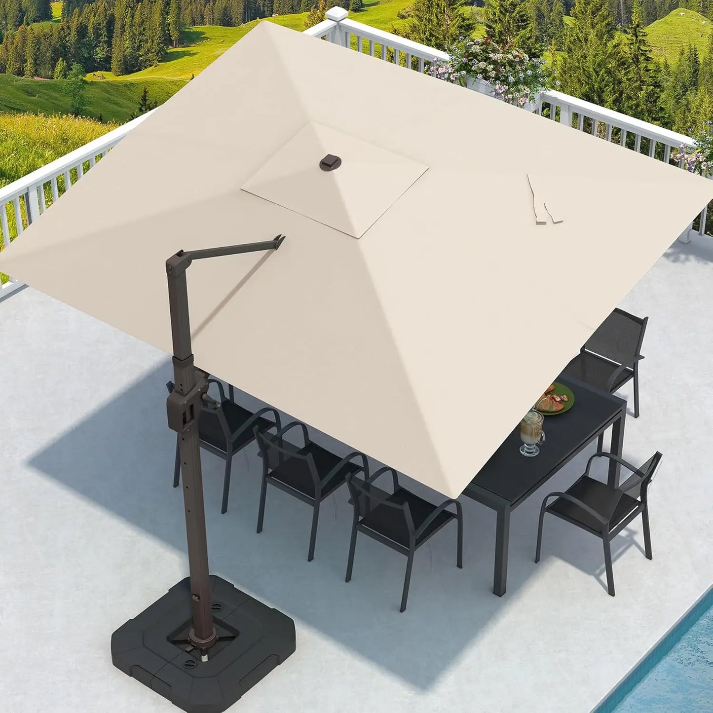 Rectangular Cantilever Patio Umbrella With Base Included