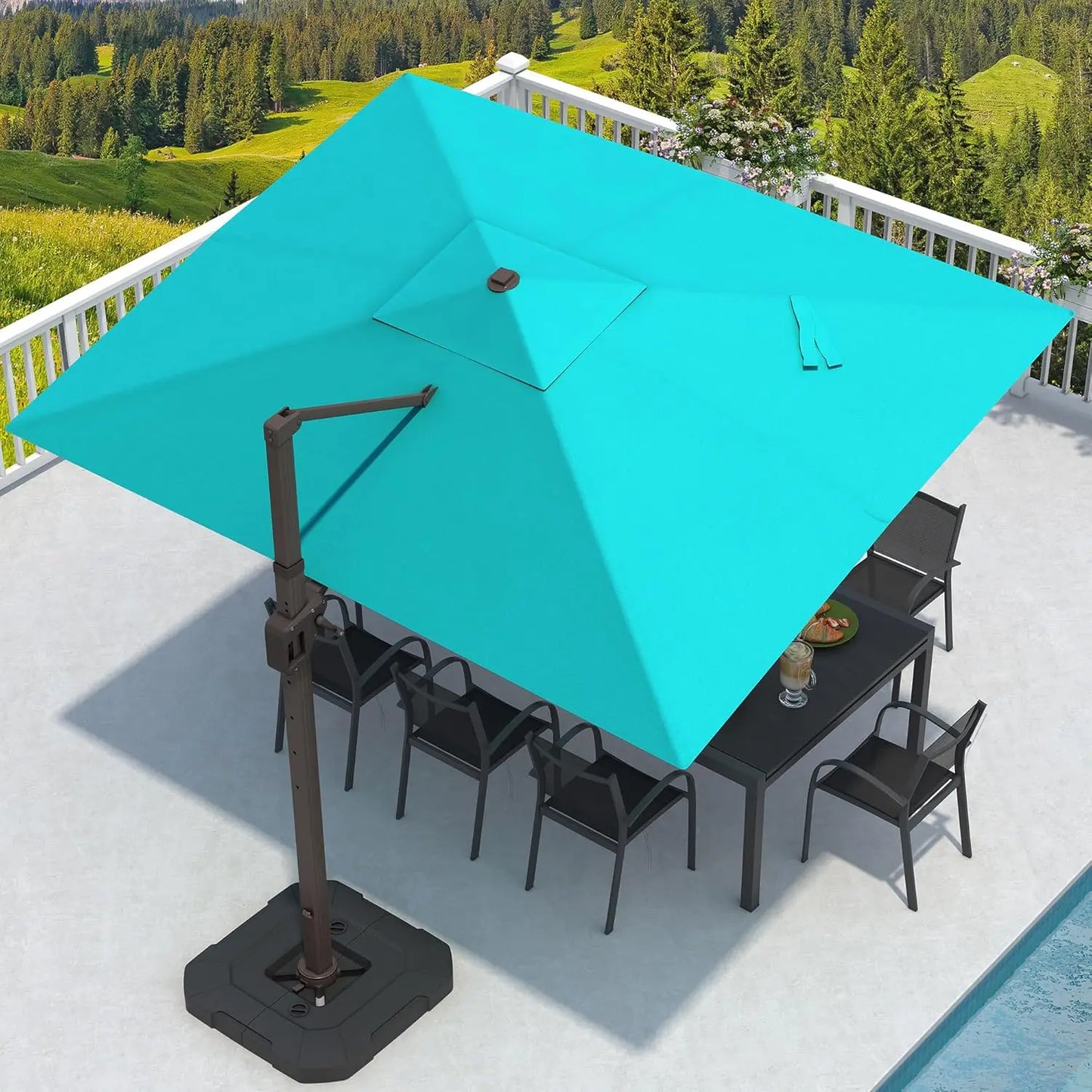 Rectangular Cantilever Patio Umbrella With Base Included