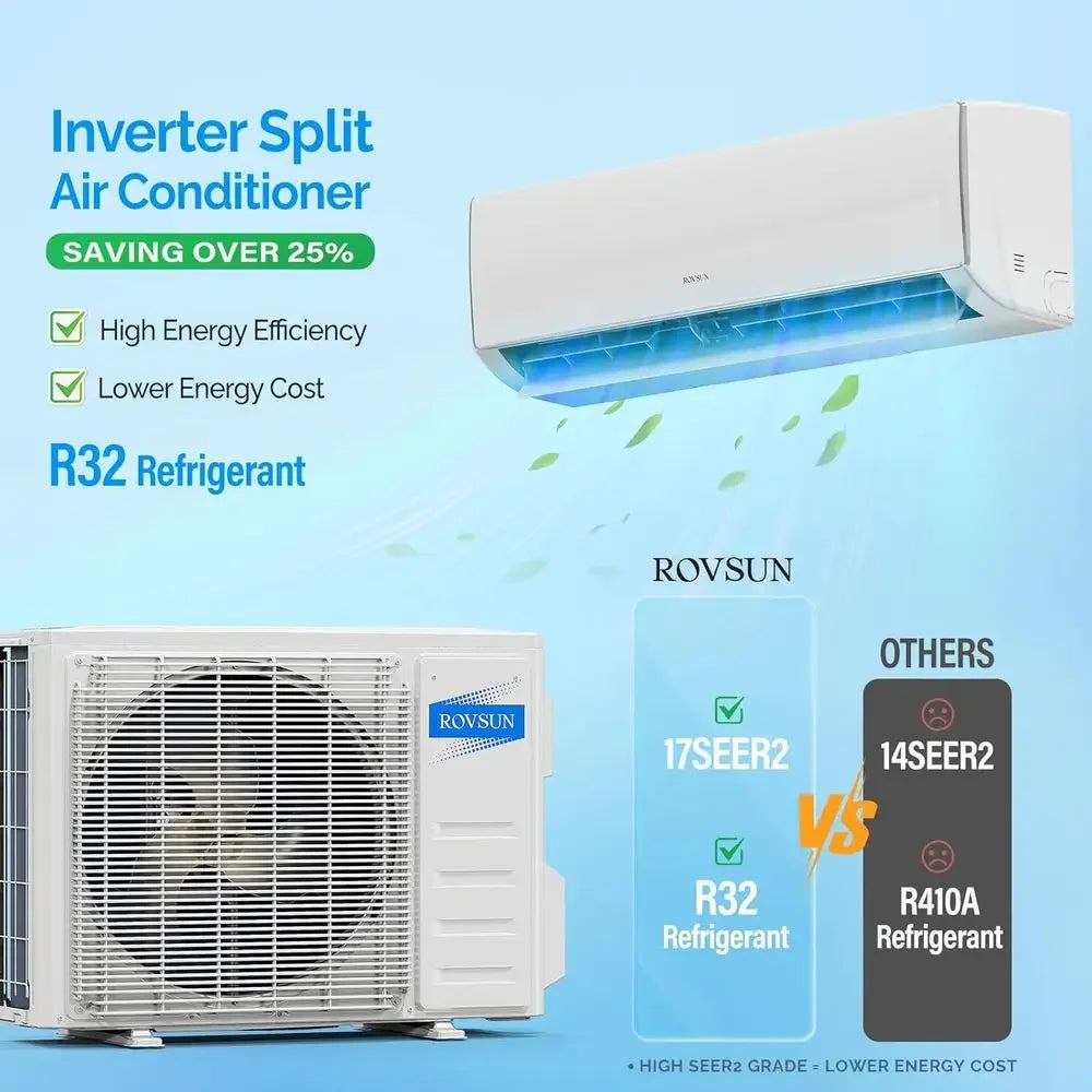 Wifi Enabled Mini Split Inverter Ductless AC Unit With Heater