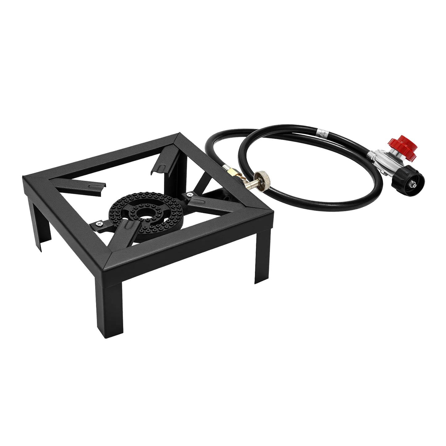 8000W Portable Double Burner Outdoor Gas Stove With Adjustable 0 To 10 PSI Regulator Hose