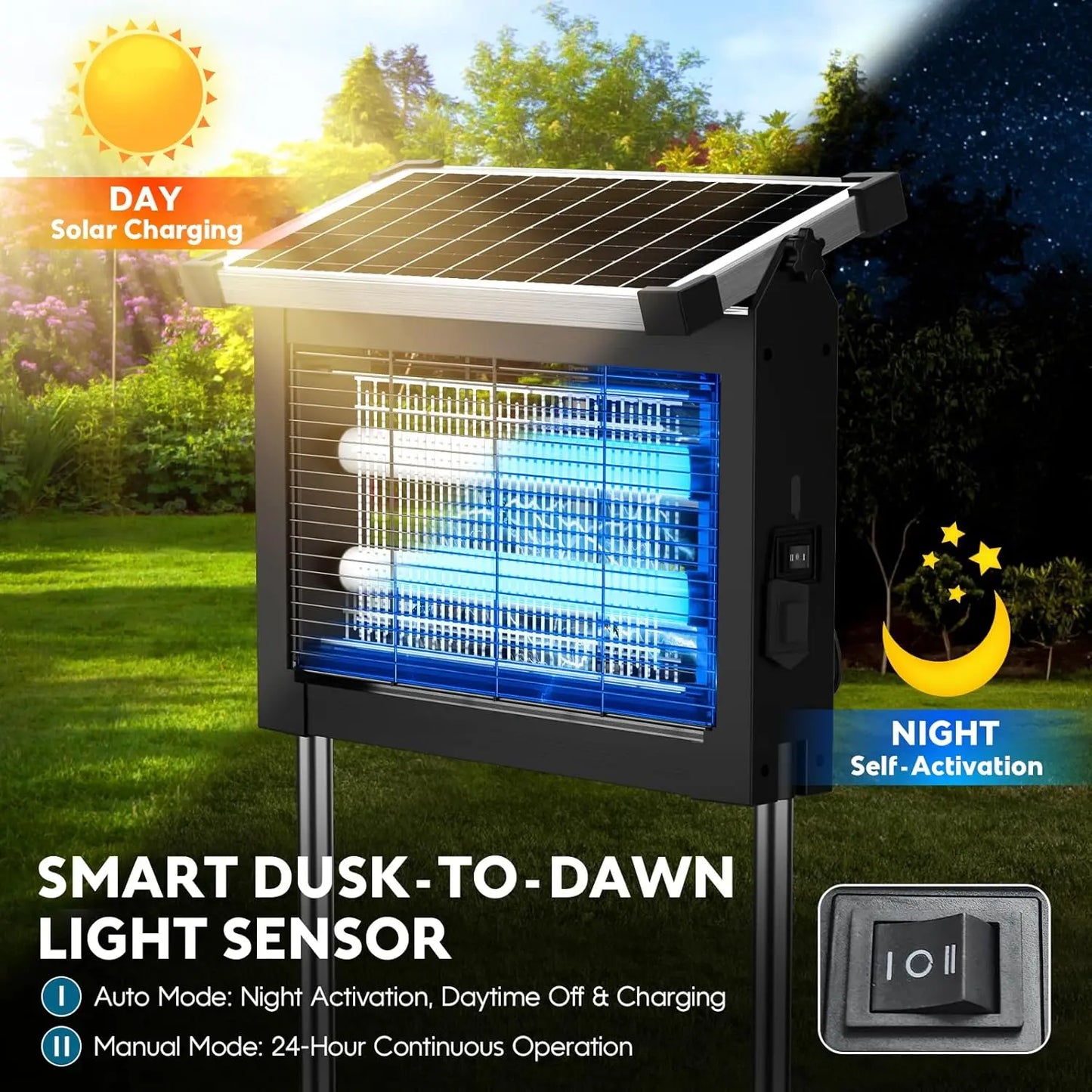Solar Bug Zapper Outdoor 4500V Mosquito Killer for Garden