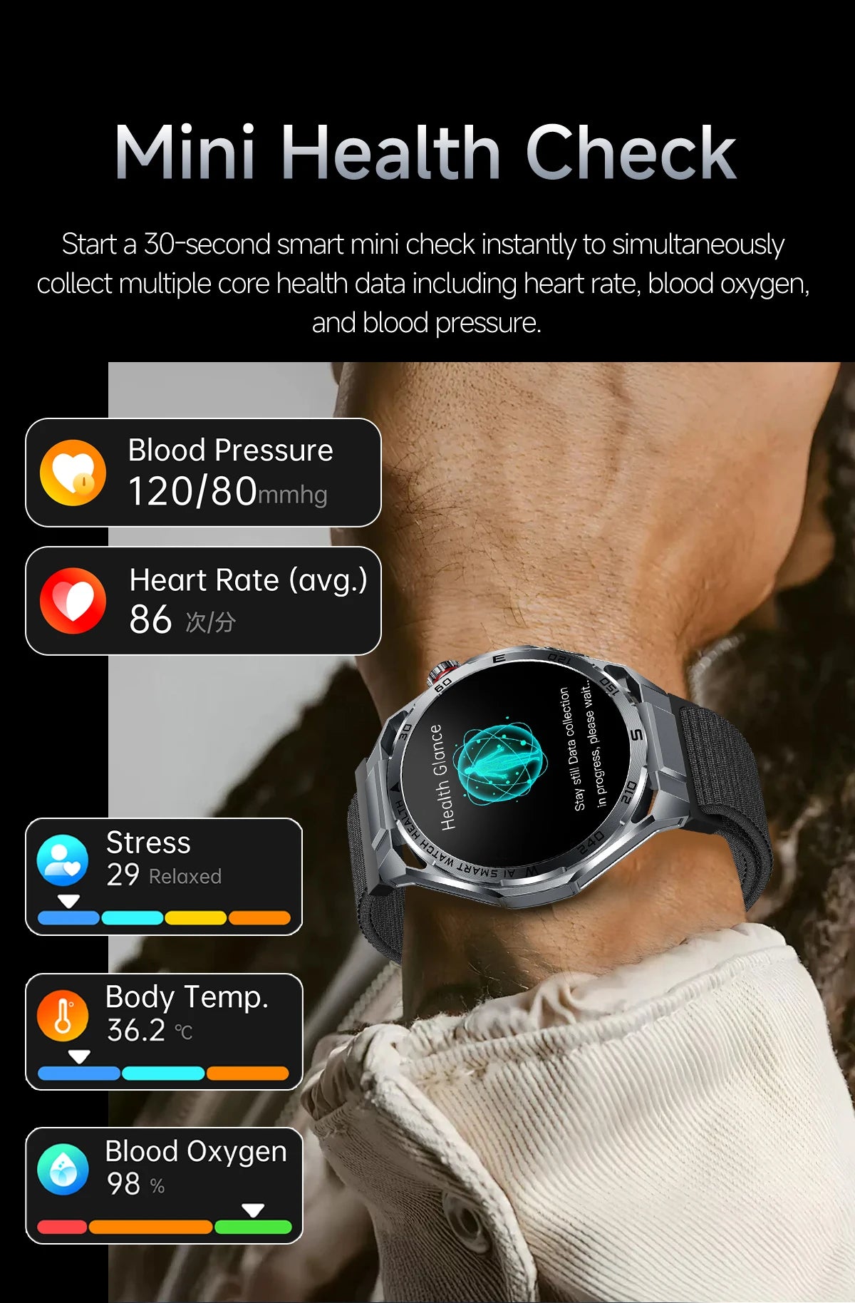 Smart Health Watch With ECG And PPG Body Fat Analysis Uric Acid BP Blood Oxygen Bluetooth Calling