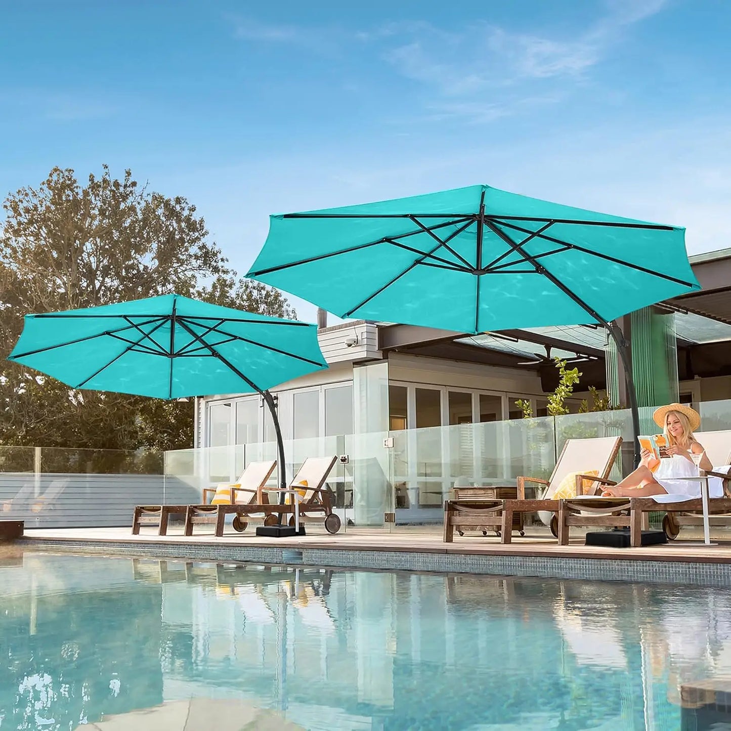 Outdoor Patio Umbrella With Base Included Aluminum Cantilever