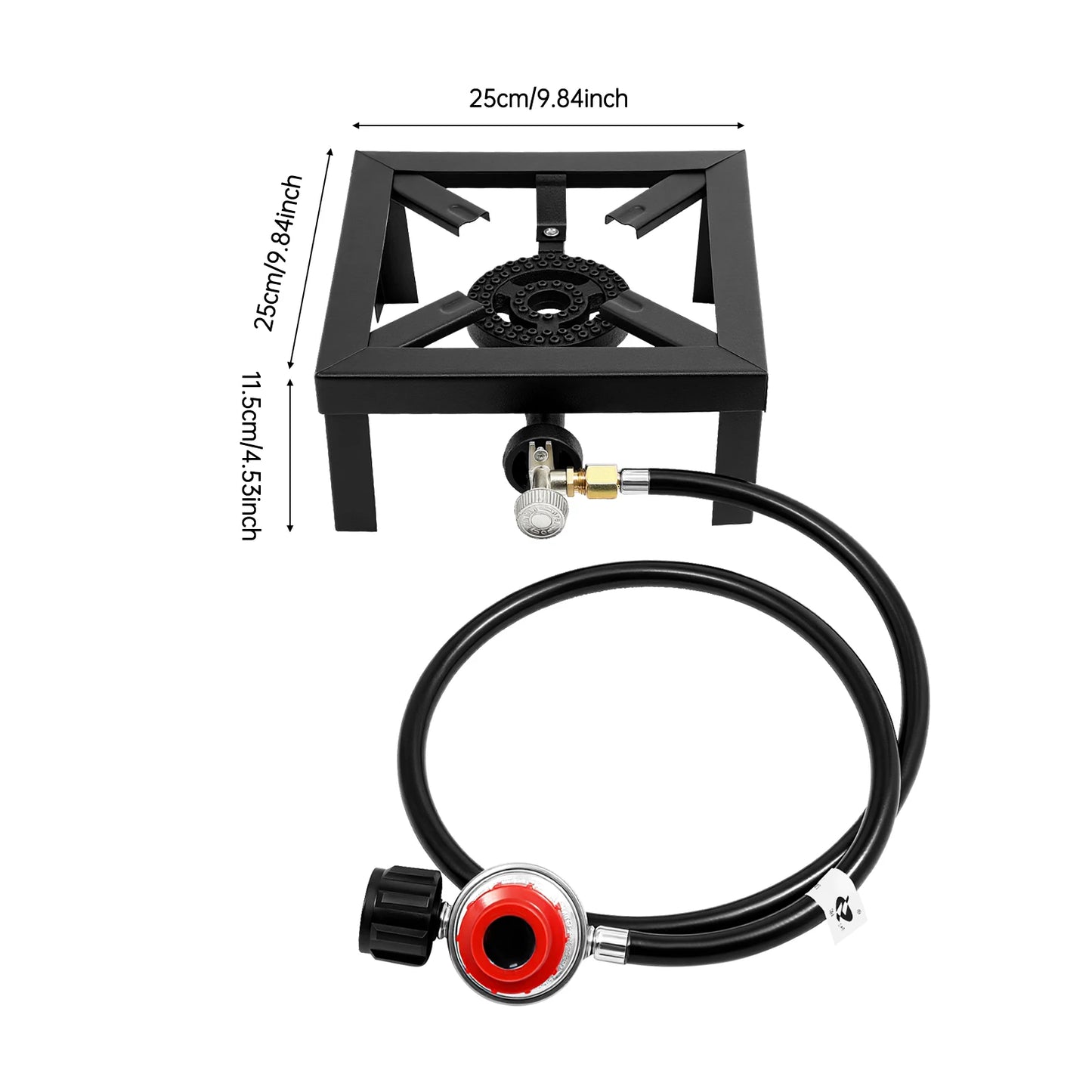 8000W Portable Double Burner Outdoor Gas Stove With Adjustable 0 To 10 PSI Regulator Hose