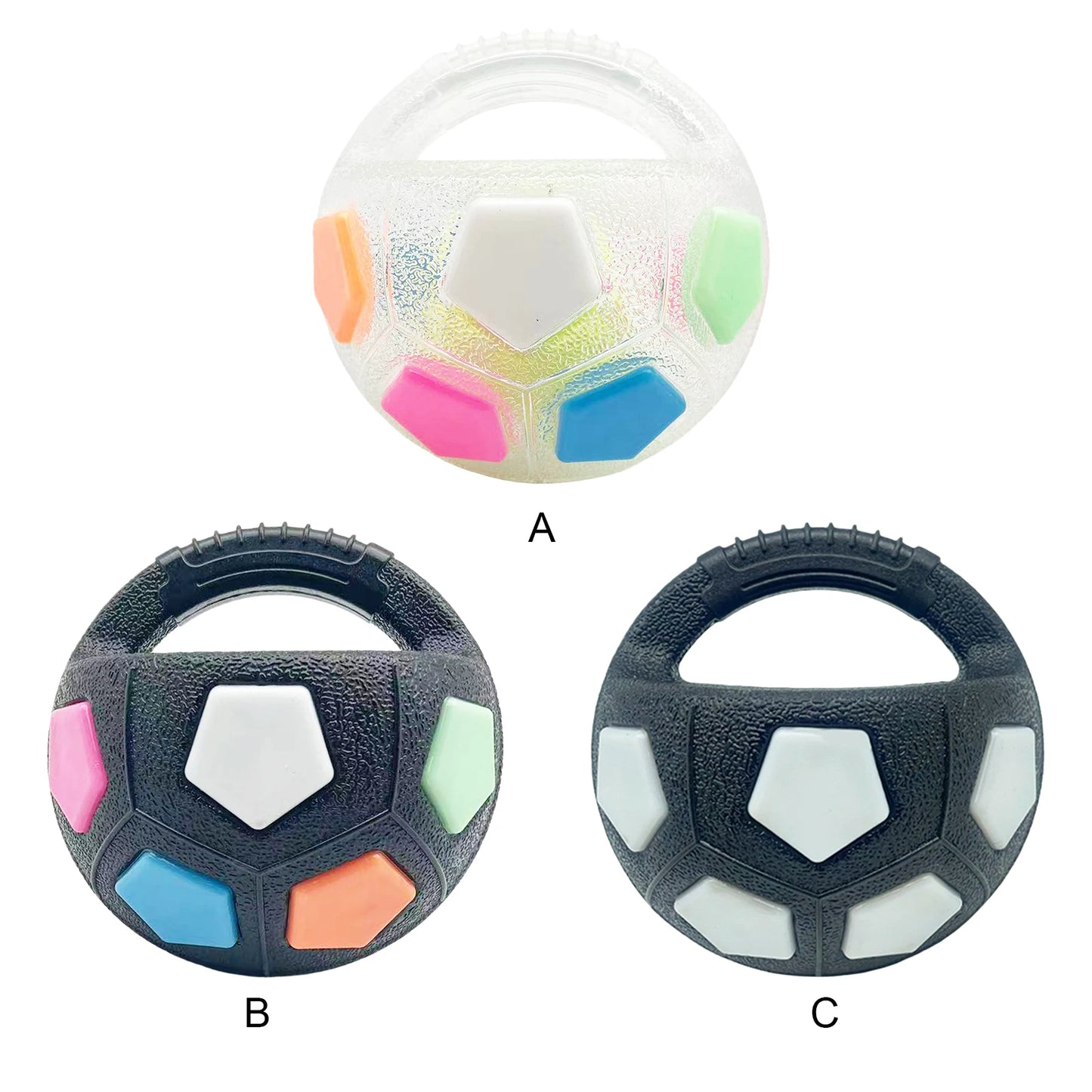 Durable Dog Calming Ball With Handle Squeaky Football Toy For Interactive Play And Training
