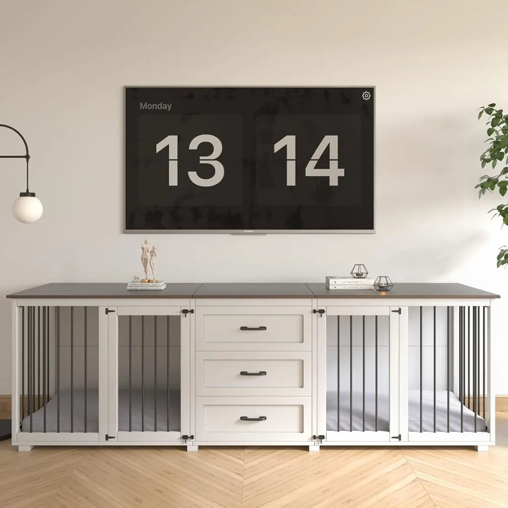 DAFIFY Style Wooden Dog Crate With 3 Drawers Double Doors