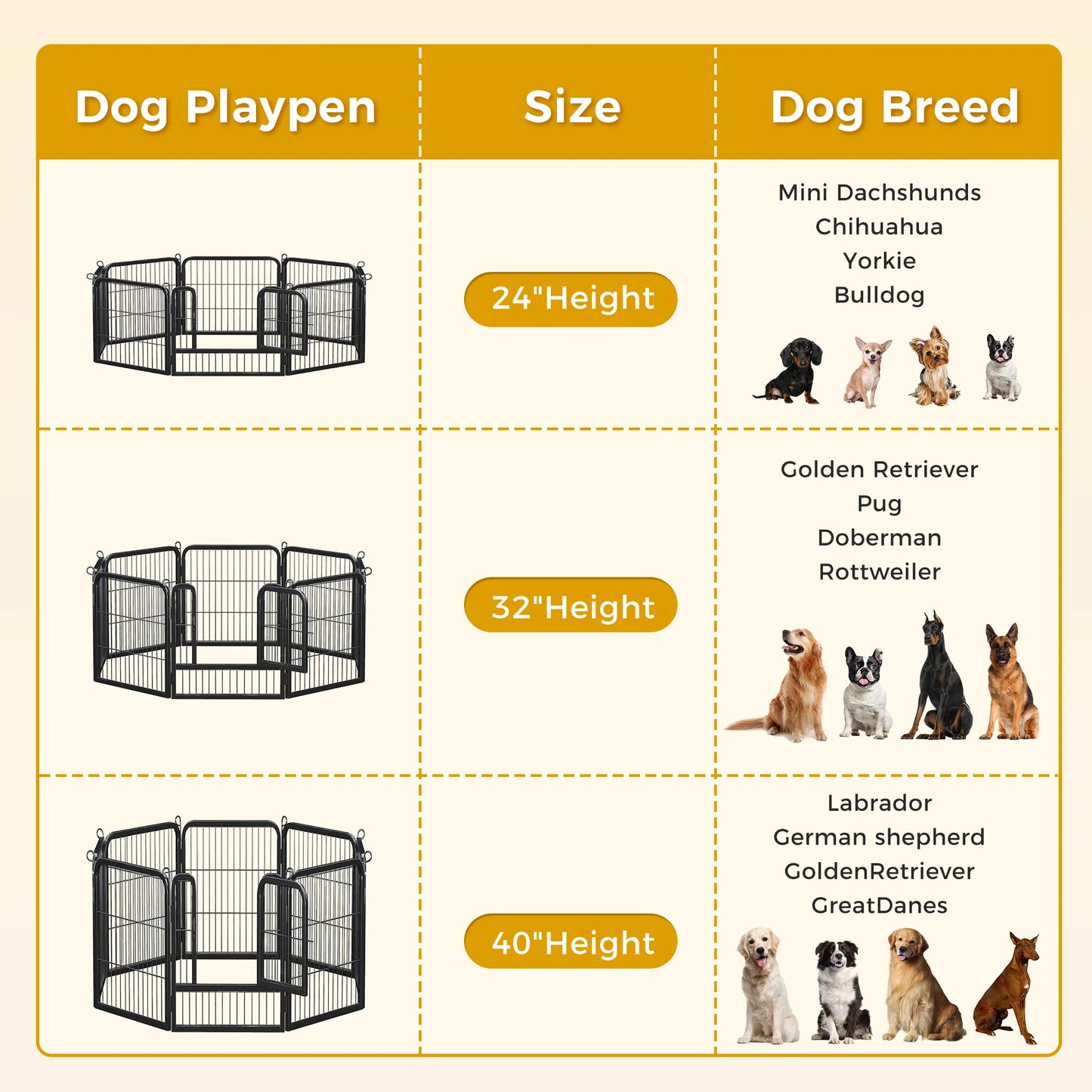 Dog Playpen With Door Foldable Metal Pet Fence For Indoor Outdoor Use Heavy Duty