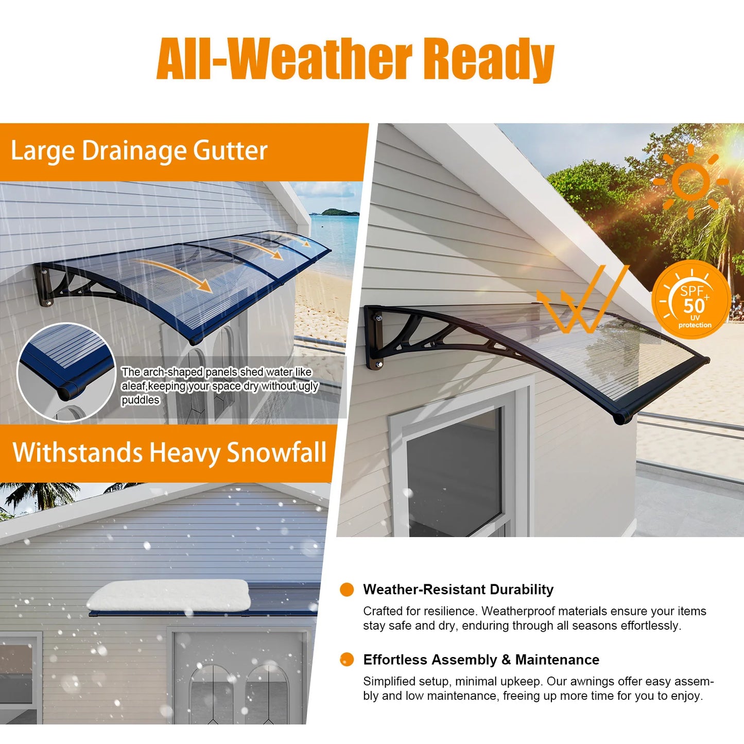 GUANSU-CN Panels Awning For Door Window Canopy PC Materials