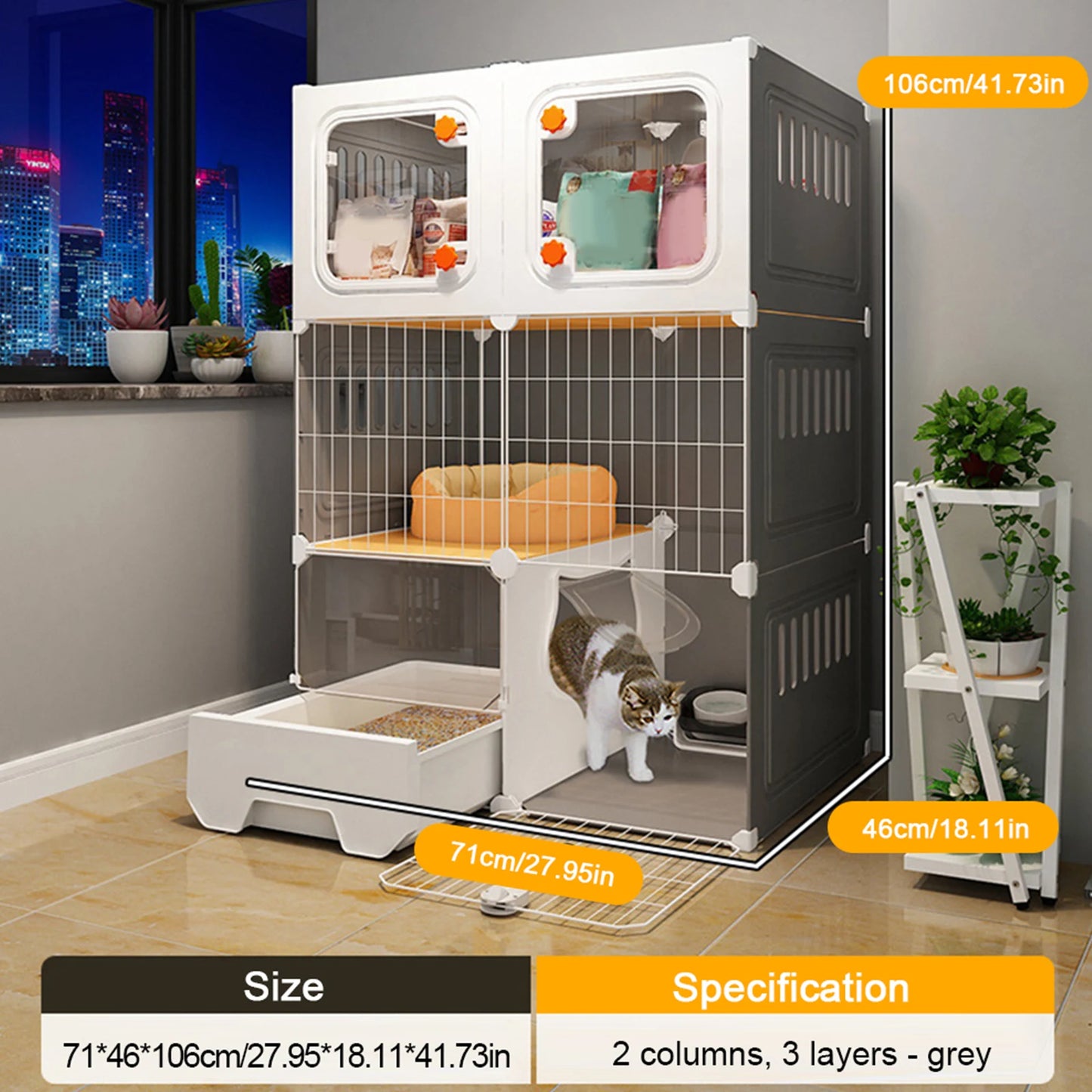VAKIND Indoor Cat Catio With DIY Wire Kennel And Bed