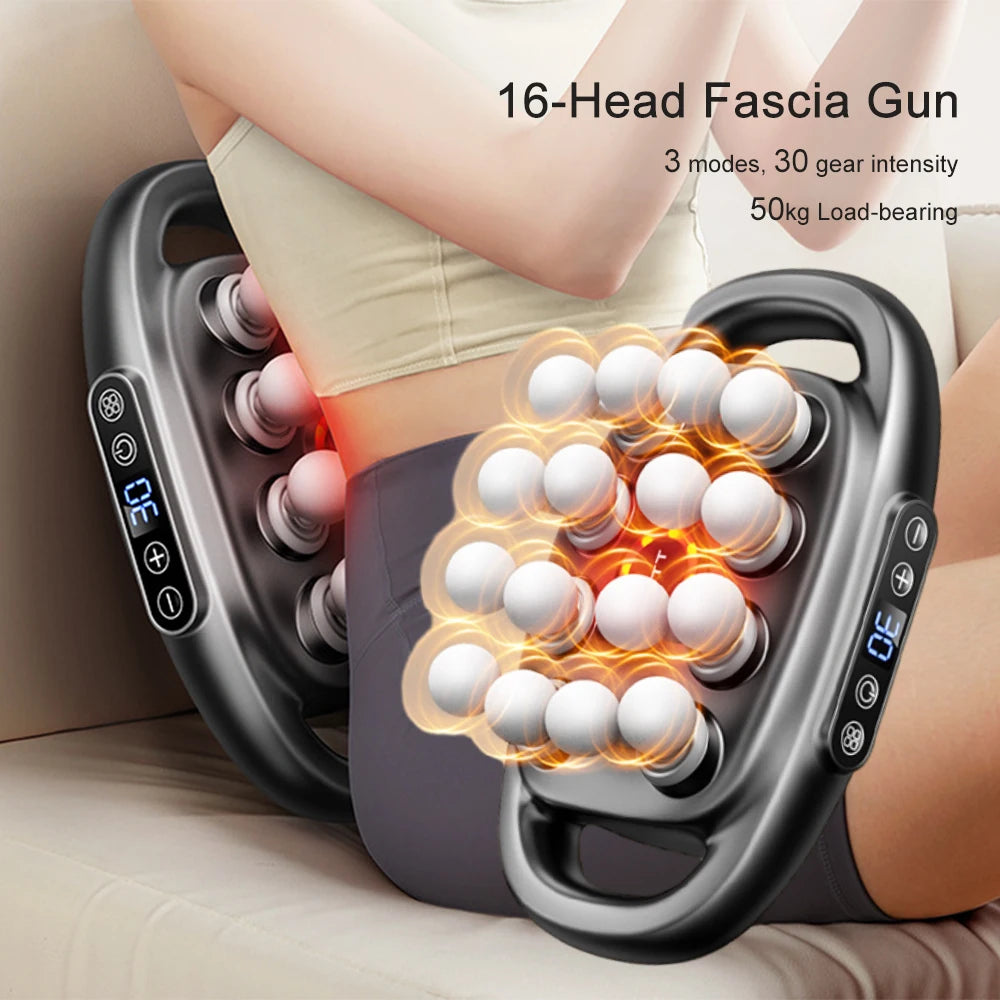Foreverlily 16 Head Fascia Gun High Frequency Vibration Massage Gun For Back Neck Shoulders