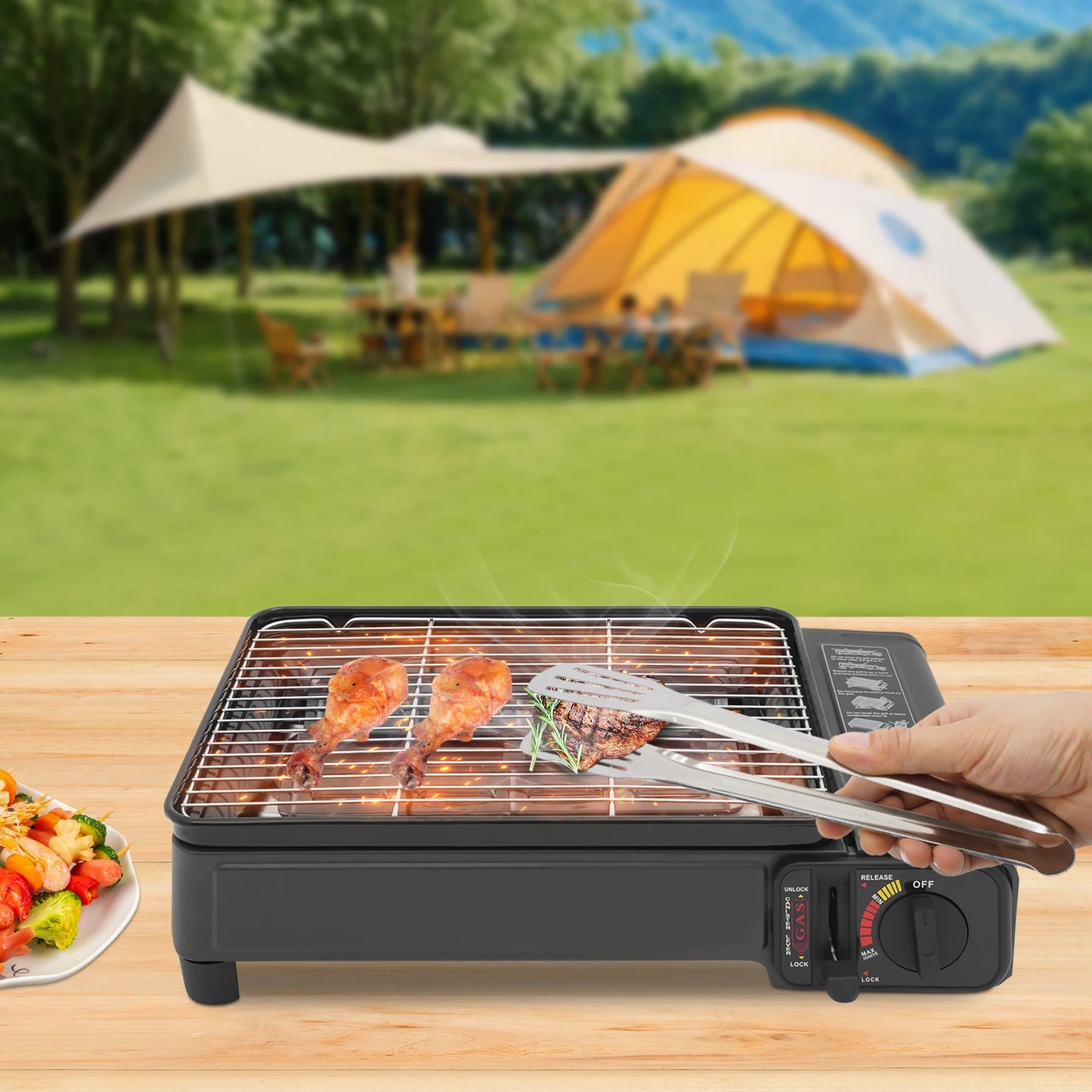 Portable Butane Gas Grill Stove For Camping And Travel