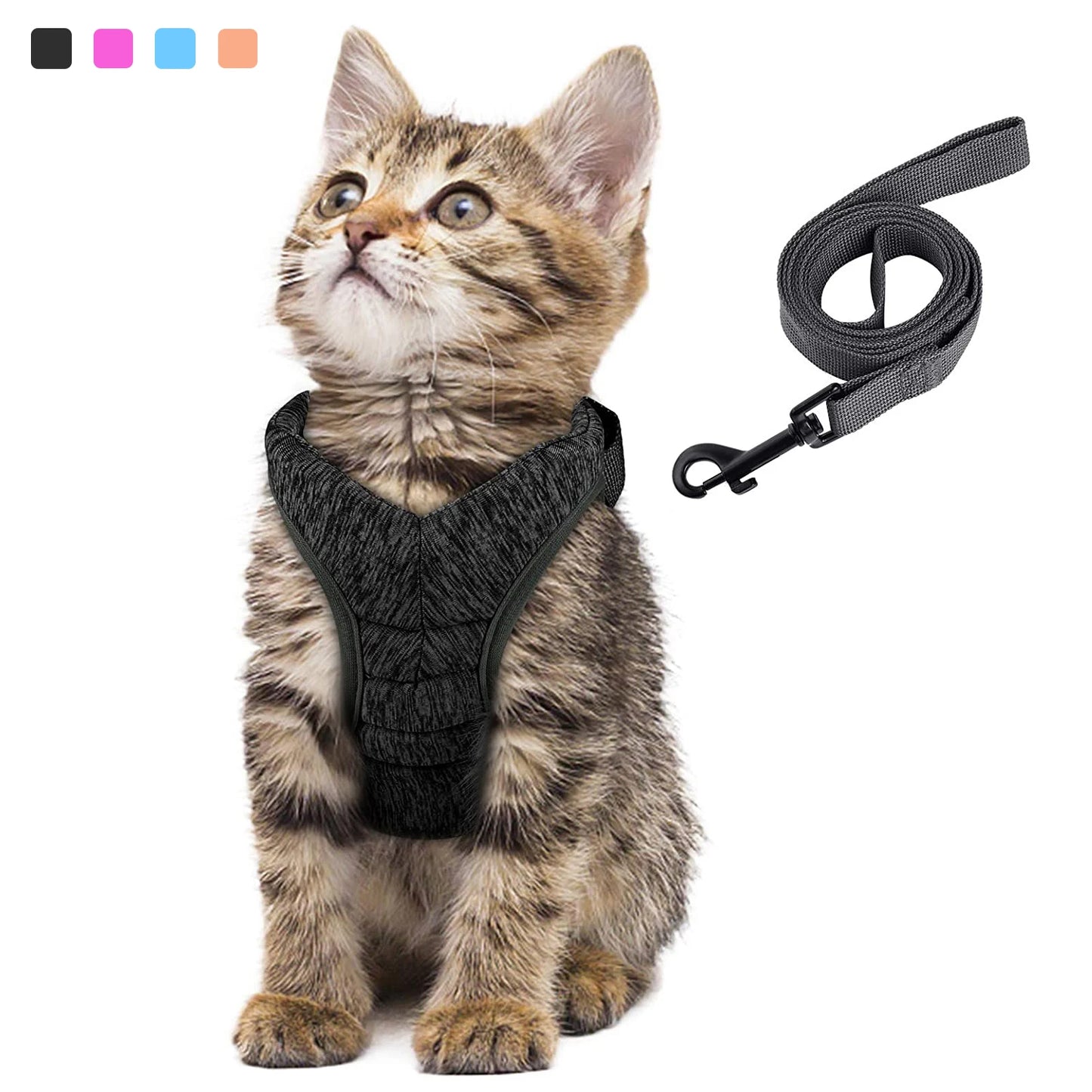 Adjustable Anti Escape Cat Harness Kitten Vest Breathable Lightweight Padded Quick Release Reflective Walking