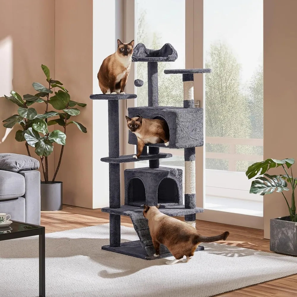 Cat Tree Multi-Level Tower With Kitten Ear Perch And Caves