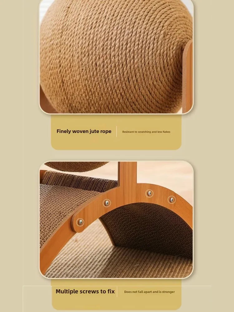 Natural Wooden 2 In 1 Cat Scratcher Ferris Wheel Toy