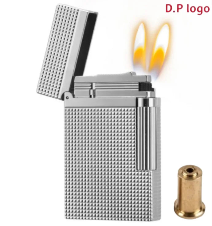 Retro Metal Gas Lighter Diamond Texture Design Custom Engraving