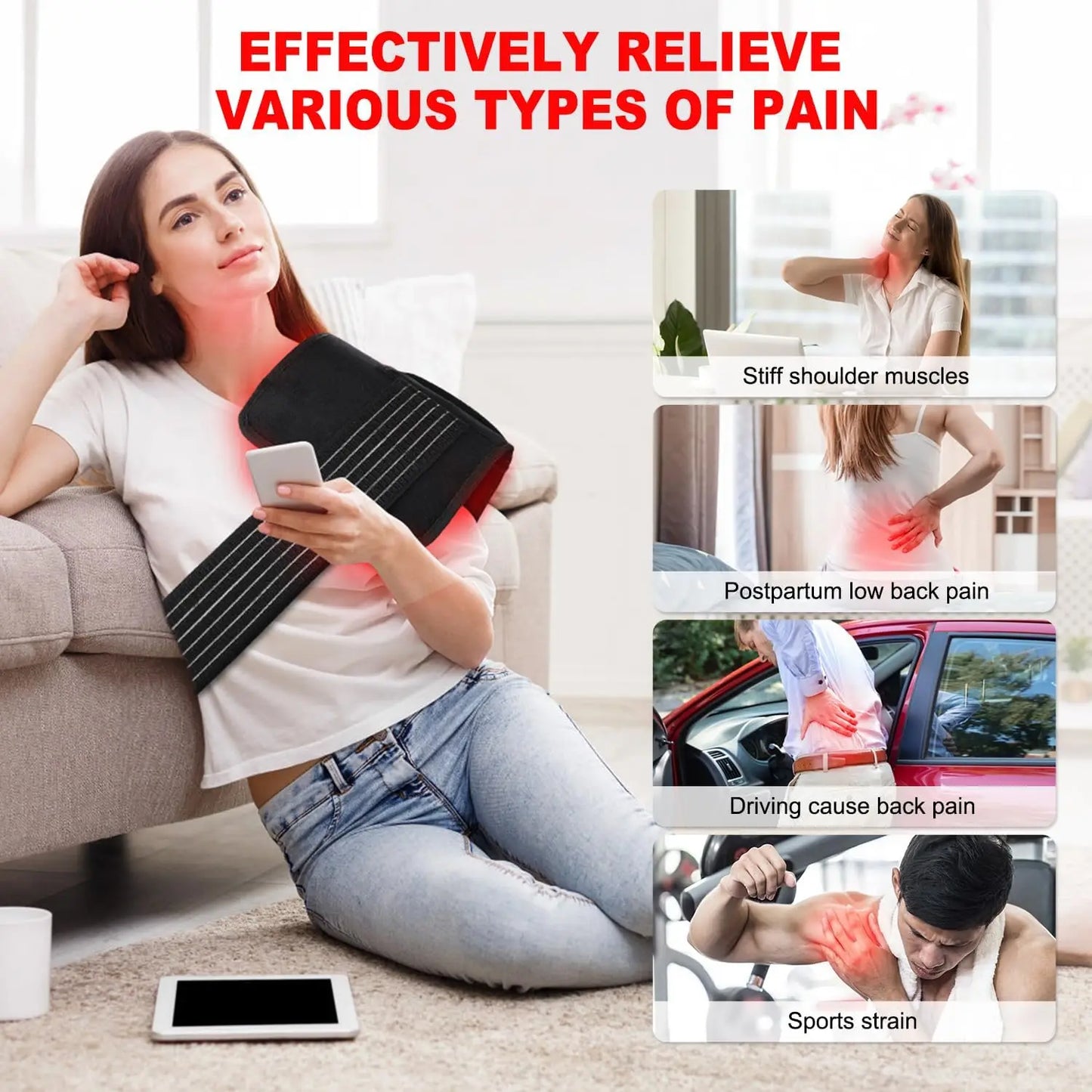 ZONGKUNG Red Light Therapy Pad 660nm 850nm Infrared Wrap Belt