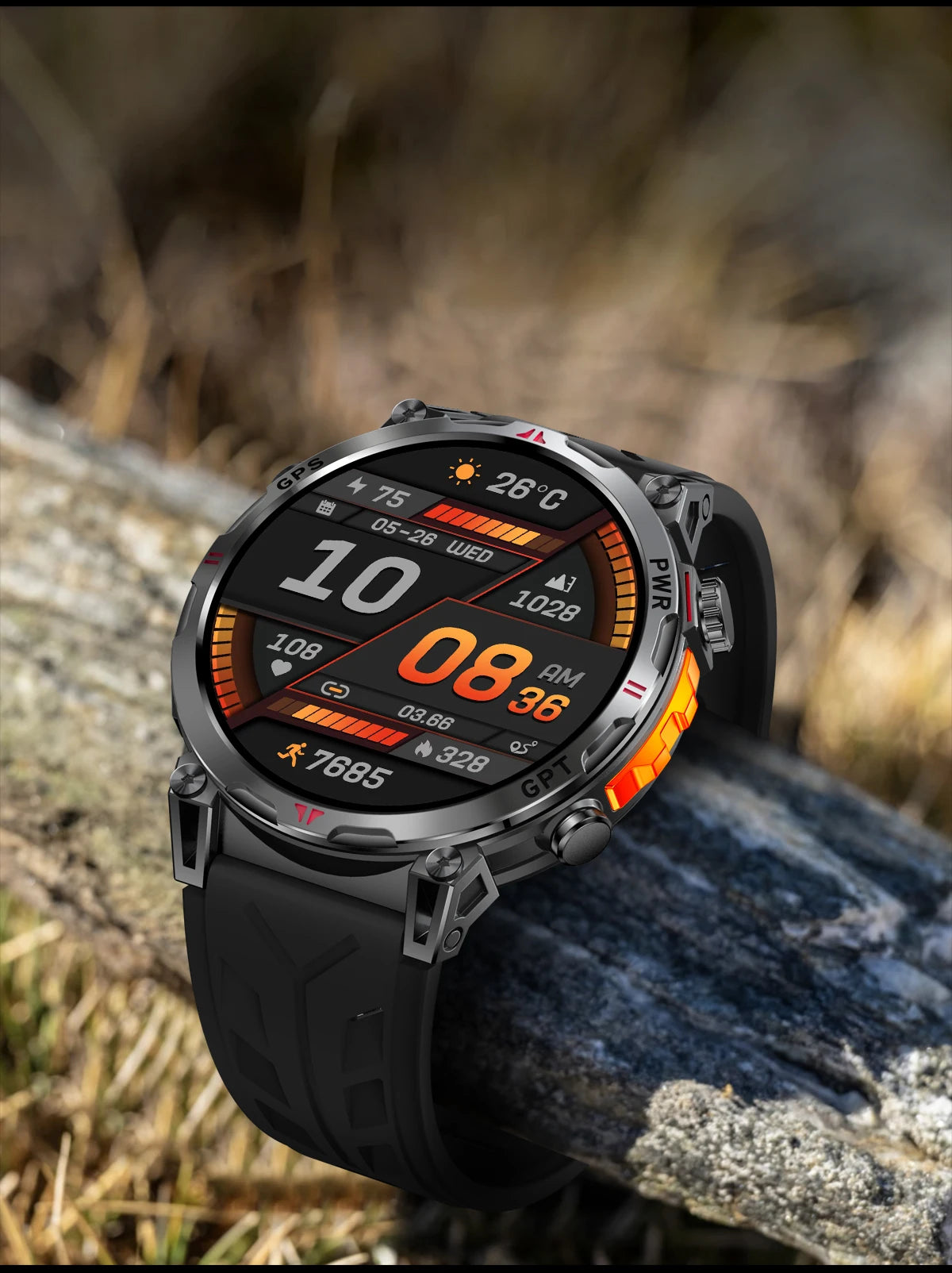 Outdoor GPS Smartwatch For Men With Compass, 10ATM Waterproof, Health Monitoring, Bluetooth Call