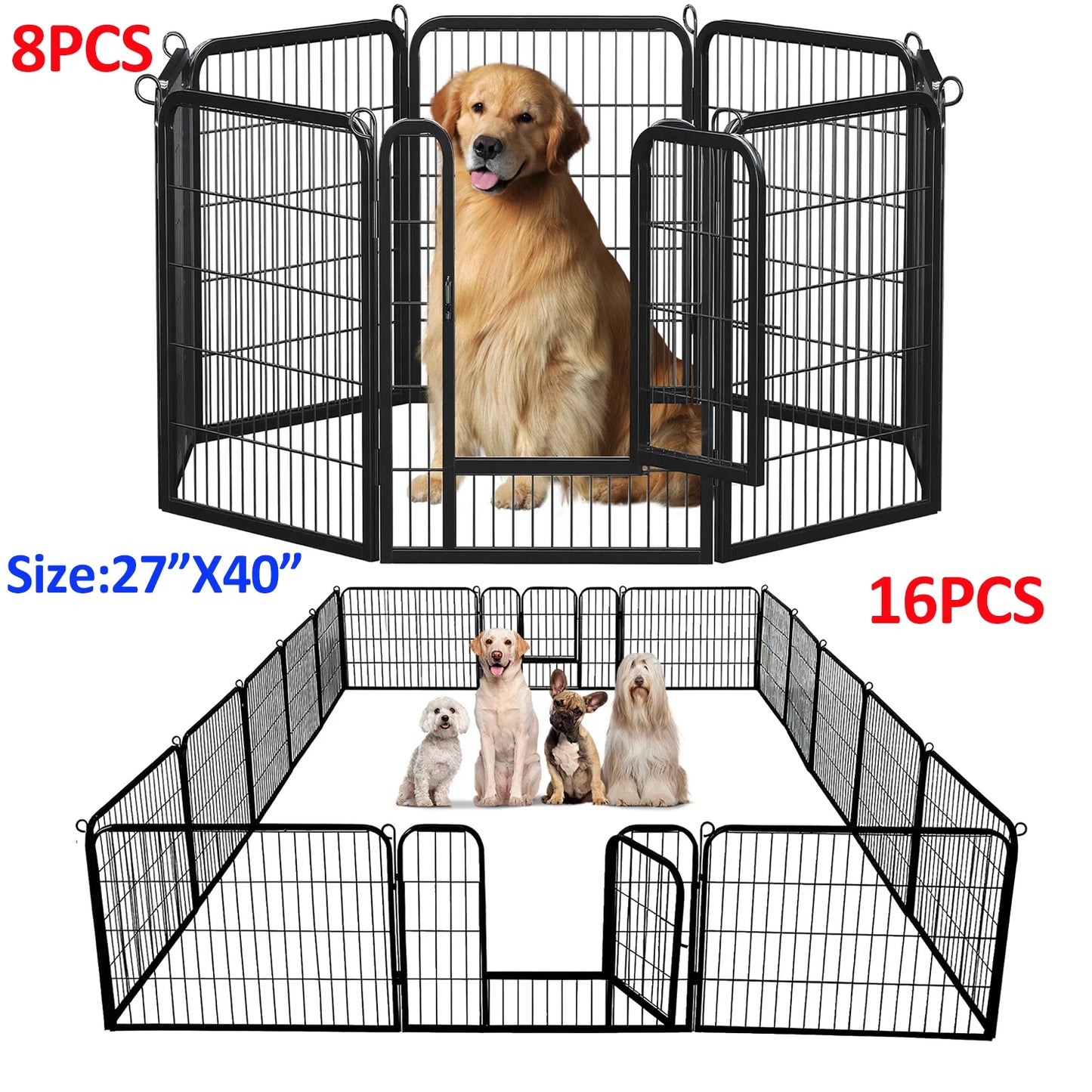 Dog Playpen With Door Foldable Metal Pet Fence For Indoor Outdoor Use Heavy Duty