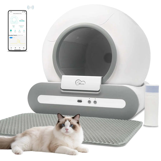 DOEL Self Cleaning Cat Litter Box With App Control Works On 2.4G WiFi Includes Litter Mat And Trash Bags