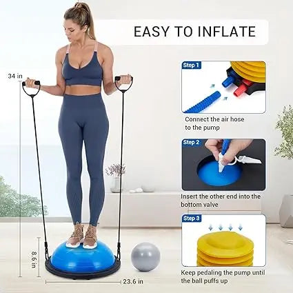 Half Exercise Ball Balance Trainer With Non Slip Base Accessories