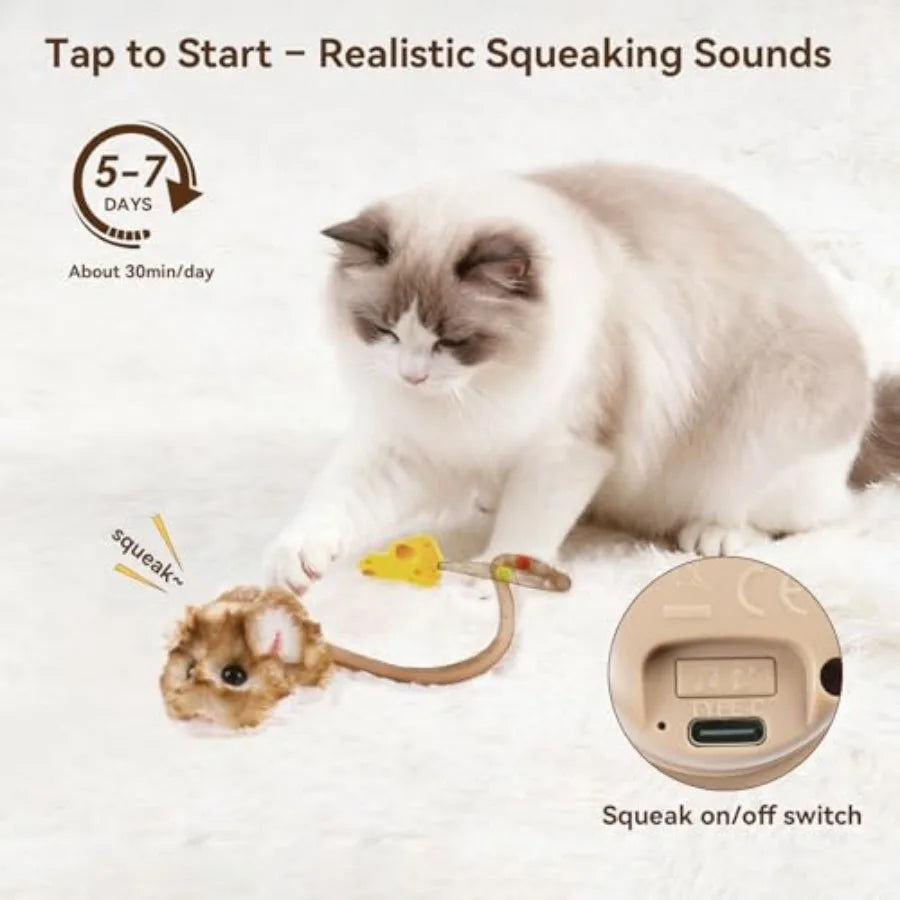 Interactive MigiMouse Cat Toy 360 Degree Rolling Spin Motion Sensor