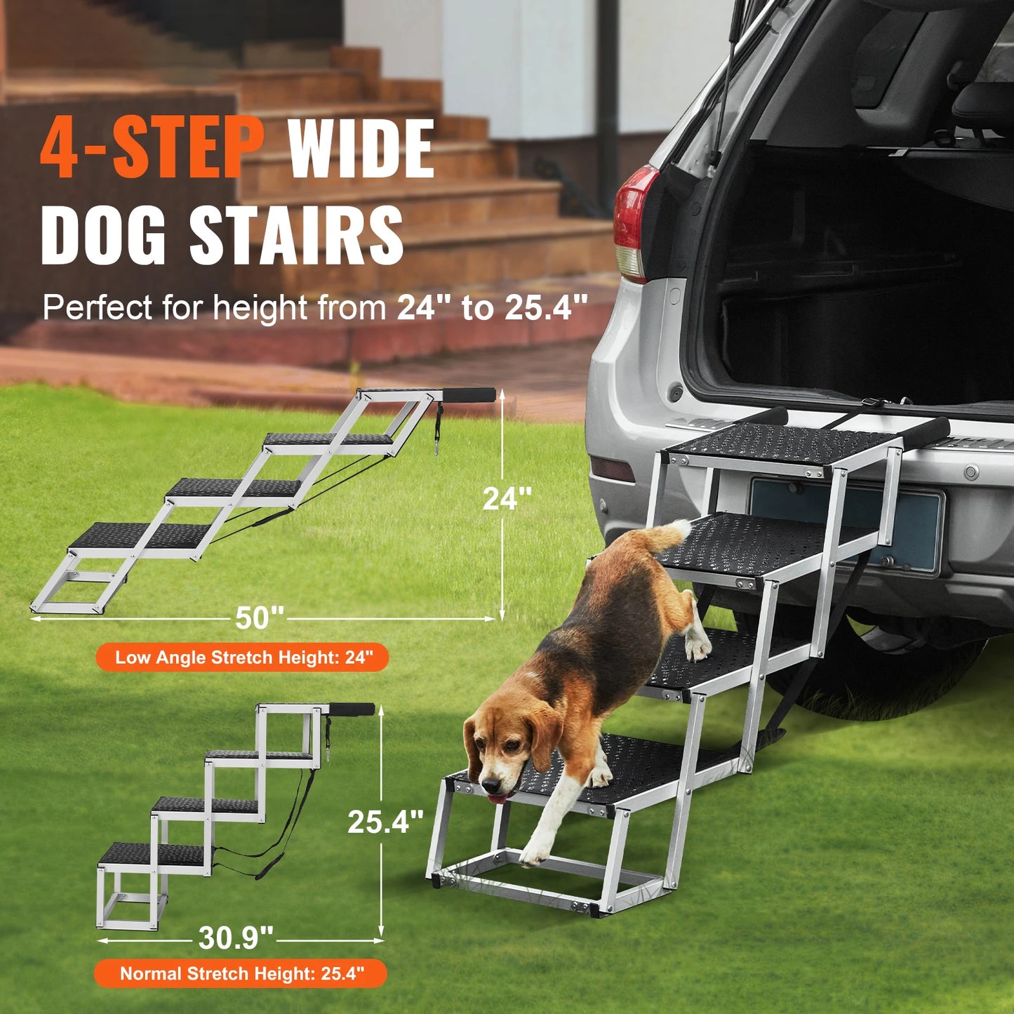 SucceBuy UltraFold Dog Car Steps Portable Lightweight Aluminum Pet StaircaseProX