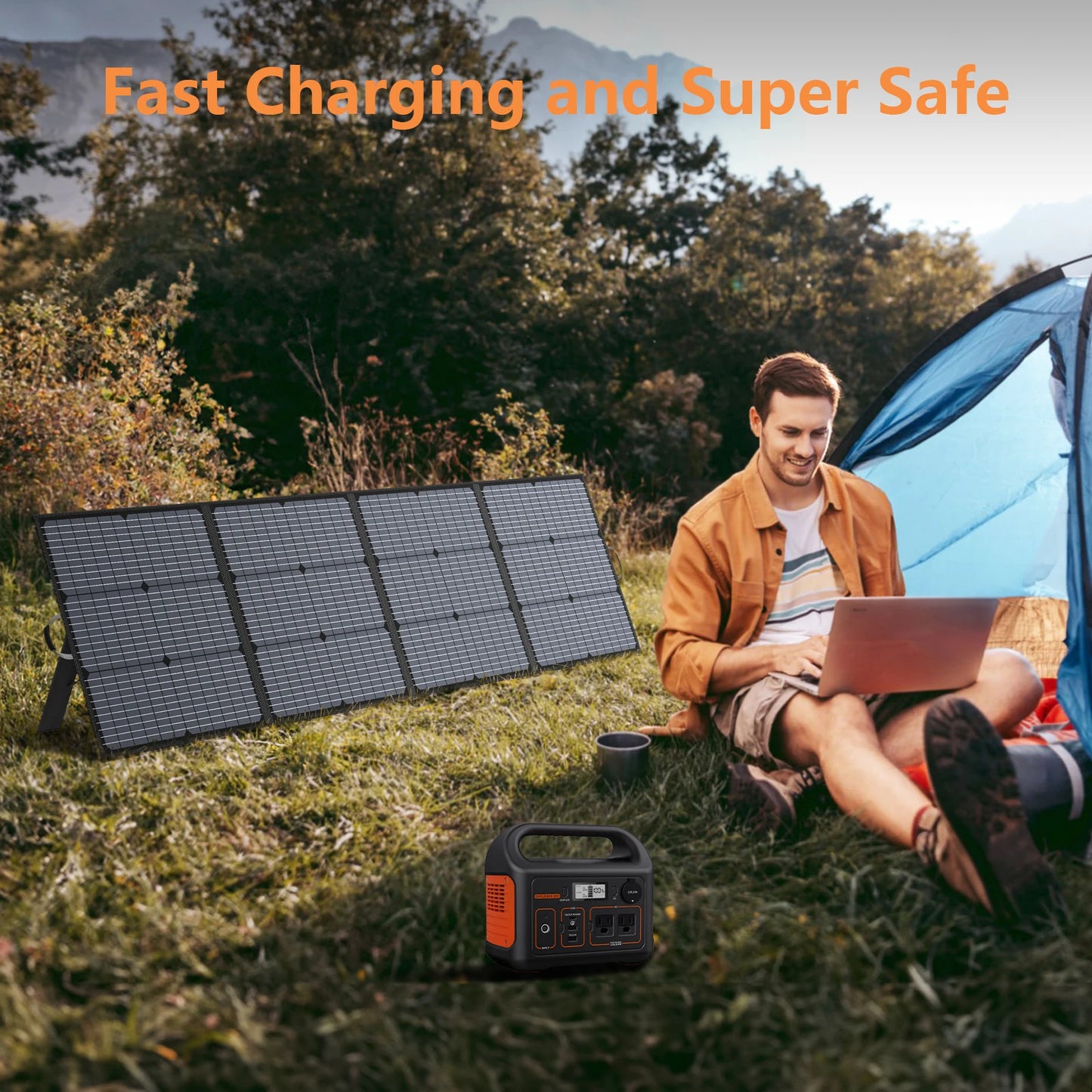 MHPOWOS Portable 220W Foldable Solar Panel Charger Kit