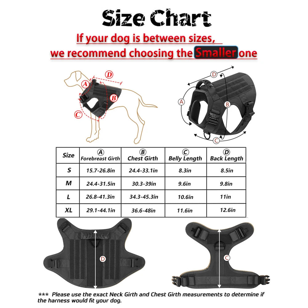 PETRAVEL Tactical Dog Harness Leash Set for Working Dogs