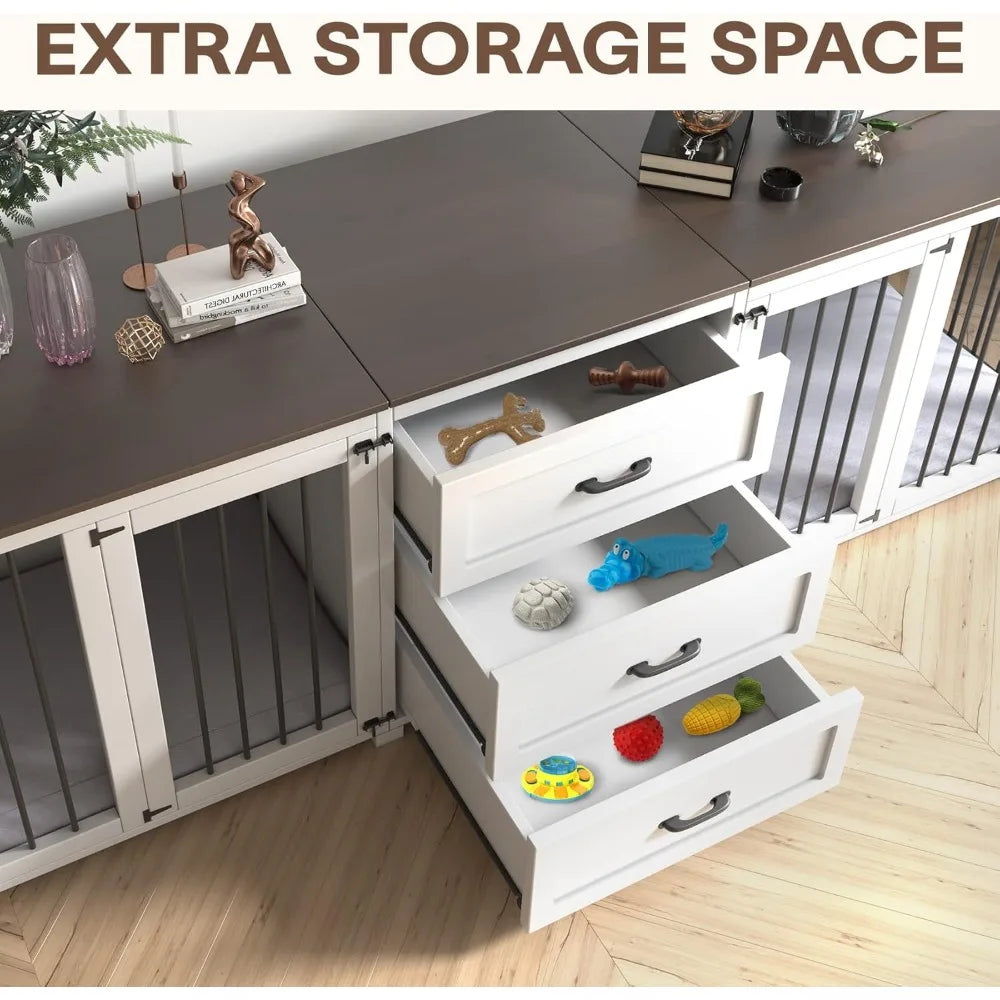 DAFIFY Style Wooden Dog Crate With 3 Drawers Double Doors