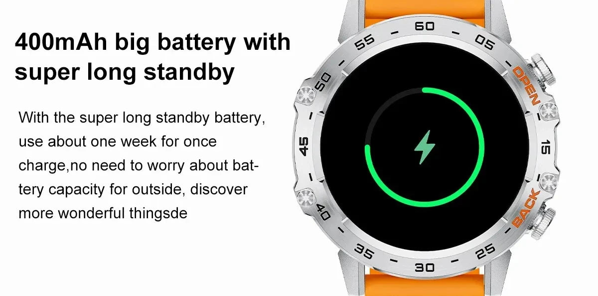 LIGE Military Smartwatch 1.39 Inch AMOLED 400mAh Battery Waterproof Heart Rate Bluetooth Call