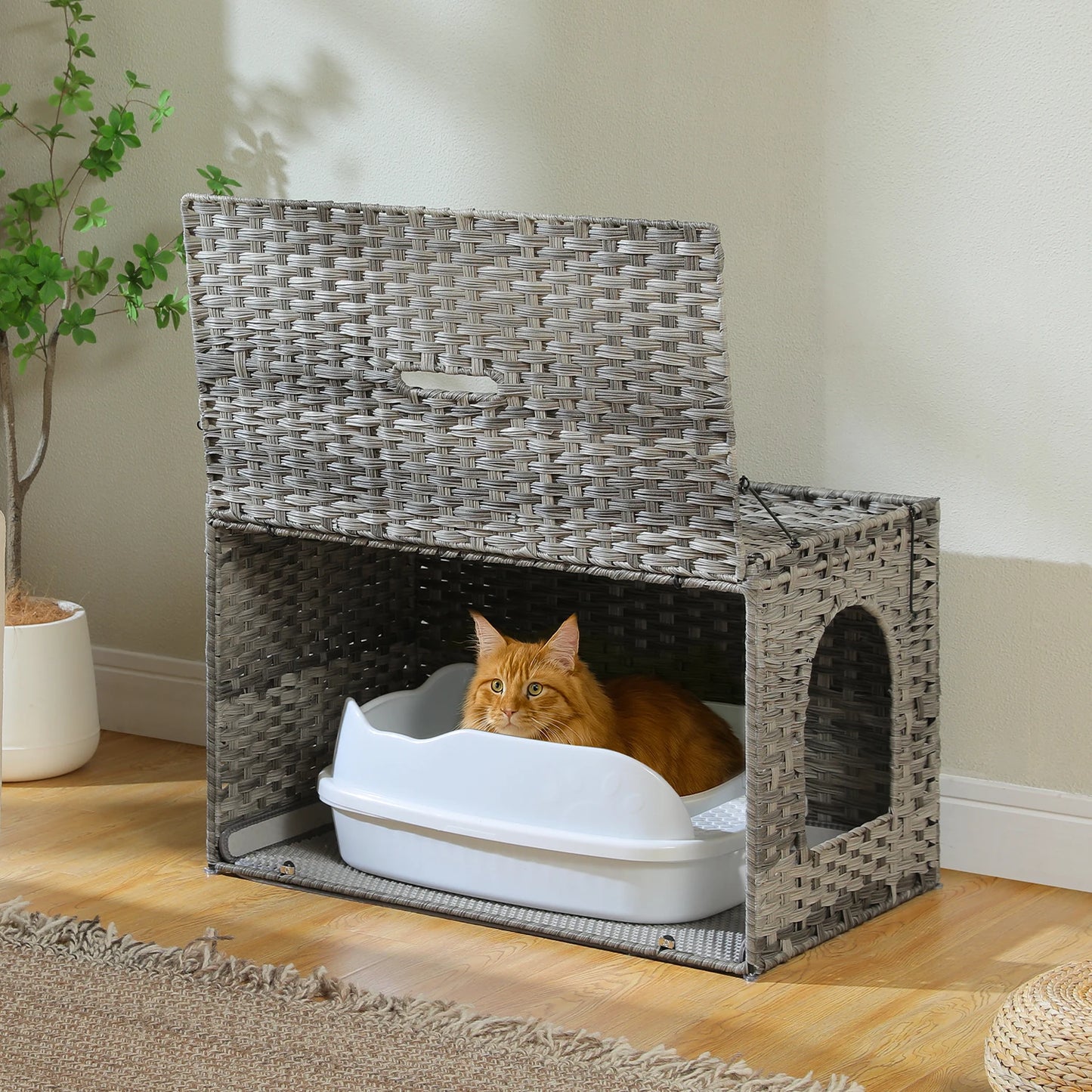 PAWZ Road Rattan Cat Litter Box Enclosure