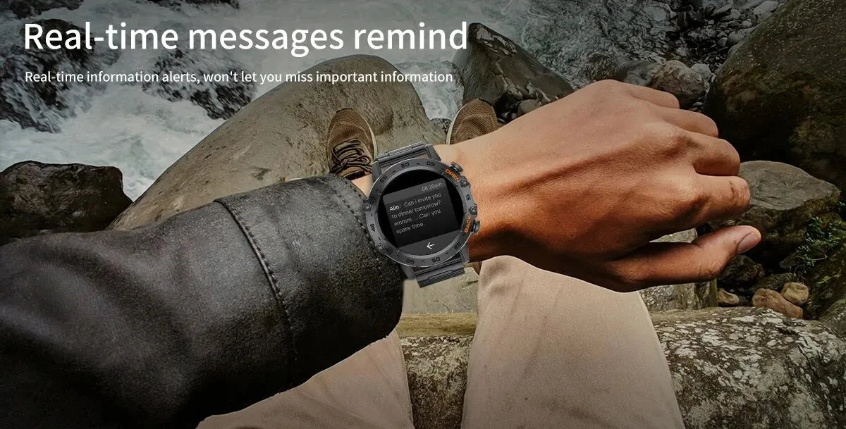 LIGE Military Smartwatch 1.39 Inch AMOLED 400mAh Battery Waterproof Heart Rate Bluetooth Call