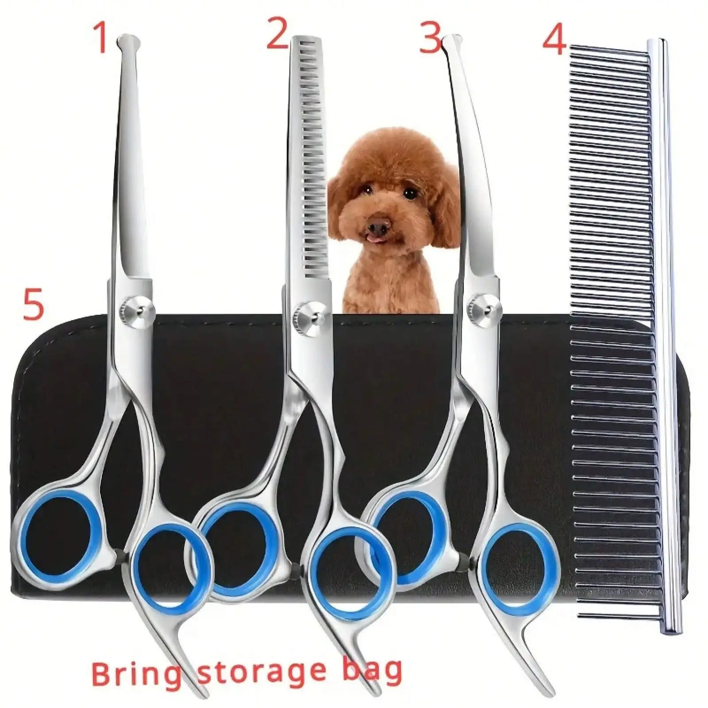 Professional Pet Grooming Scissors Set For Dogs And Cats With Stainless Steel Blades